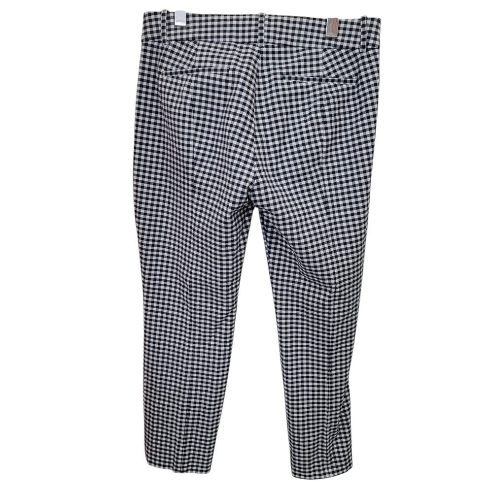 J. Crew Cameron Bi-Stretch Navy Gingham Checked Cropped Pants Cotton Womens Sz 6 - Picture 9 of 16